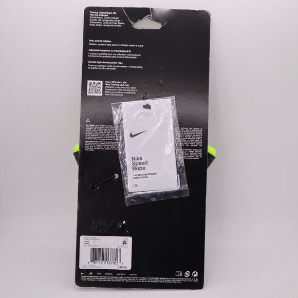 Nike Speed Rope Jump Rope Adjustable Black/green 9' Rope Length New - Picture 7 of 9